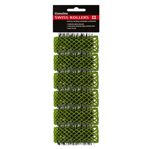 Swiss Hair Roller Green 25mm 6Pk