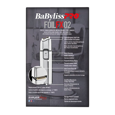 BaBylissPRO FoilFX02 Silver Double Foil Shaver - Cordless/Corded