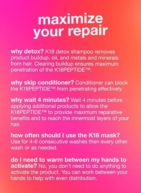 How to get the best results from the K18 detox and repair routine