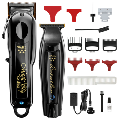 Wahl Professional 5 Star Cordless Barber Combo - Black Magic Clip & Black Li Detailer