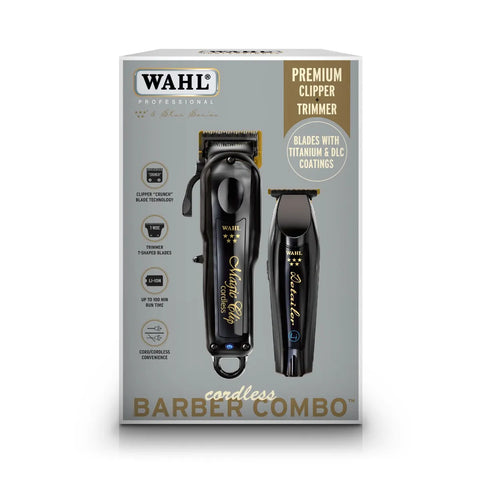 Wahl Professional 5 Star Cordless Barber Combo - Black Magic Clip & Black Li Detailer