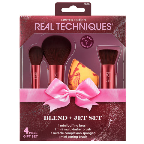 Real Techniques Mini Brush + Sponge Set | 4 Piece Travel Makeup Set