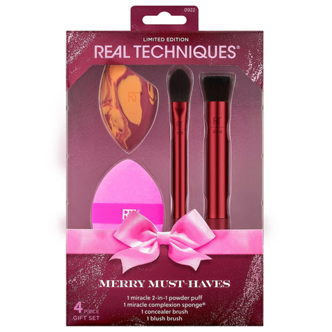 Real Techniques Viral Beauty Tools Gift Set | 4 Piece Makeup Set | Merry must-haves