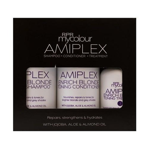 Amiplex Enrich Blonde Toning Shampoo, Conditioner, and Treatment Kit