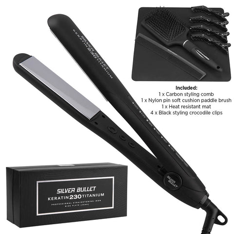 Silver Bullet Keratin 230 Silver Titanium Wide Plate Straightener 38mm