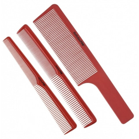BaBylissPRO Barberology Comb Set 3pc - Red BaBylissPRO